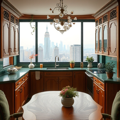 A sophisticated Art Deco-inspired blog cover image depicting the theme "Home Construction This Year." The foreground showcases an elegantly designed house under construction, featuring exposed beams and intricate geometric patterns typical of Art Deco architecture. Surrounding the house are whimsical construction tools, including a glinting golden hammer and an ornate measuring tape, adding a playful touch. The color palette includes muted yet rich tones of deep teal, gold, and warm beige, conveying professionalism blended with creativity. In the background, rolling hills with lush greenery create a serene environment, contrasting the dynamic construction scene. Vintage cranes and sleek scaffolding rise prominently, adorned with leafy vines, introducing a quirky twist. Stylized clouds in swirling patterns fill the sky, enhancing the whimsical yet sophisticated mood, as soft sunlight permeates the scene, casting subtle shadows and illuminating the composition. This artwork captures the excitement and innovation of contemporary home construction trends through a timeless Art Deco lens.