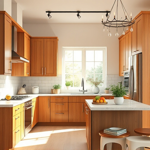 A vibrant and inviting kitchen scene for a blog cover on "How to Childproof Your Kitchen." The image showcases colorful cabinet locks and cushioned corner guards on countertops, accompanied by secure storage solutions. Whimsical cartoon fruit characters, wearing helmets and wielding tools, work together to enhance safety. A sunny window with cheerful plants brightens the space, while a playful pet dog peeks curiously. The walls are softly painted in pastel tones, creating a calm atmosphere. Bold, abstract brushstrokes in soft yellows, gentle greens, and subtle blues add a lively touch, emphasizing that childproofing can be fun and essential while ensuring a sense of warmth and safety.