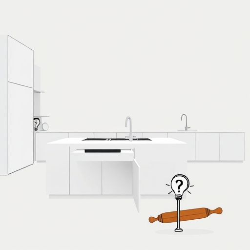 A minimalist kitchen scene featuring a set of sleek, modern kitchen cabinets made of light maple wood, 36 inches wide, with smooth surfaces reflecting soft, ambient light. Surrounding the cabinets are whimsical, hand-drawn outlines of kitchen utensils, such as wooden spoons and measuring cups, creating a playful atmosphere. The color palette showcases soft greens and warm neutrals, contributing to a calm and inviting mood. A subtle silhouette of a minimalist tiled kitchen wall adds depth, while a stylized potted plant atop the cabinets introduces a vibrant touch of greenery. This image captures a perfect balance of stylish functionality and playful elegance, ideal for a blog cover about kitchen design and organization.
