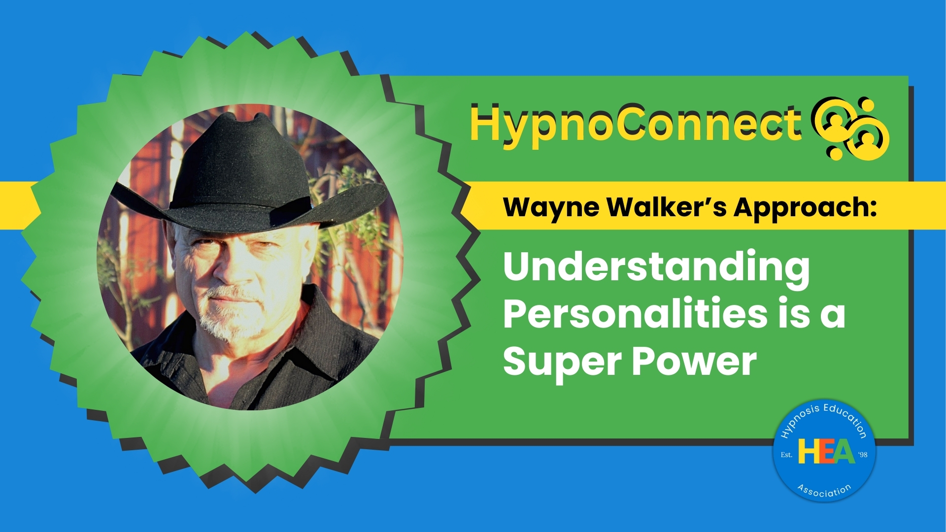 HypnoConnect graphic featuring Wayne Walker and the text “Understanding Personalities is a Super Power.”