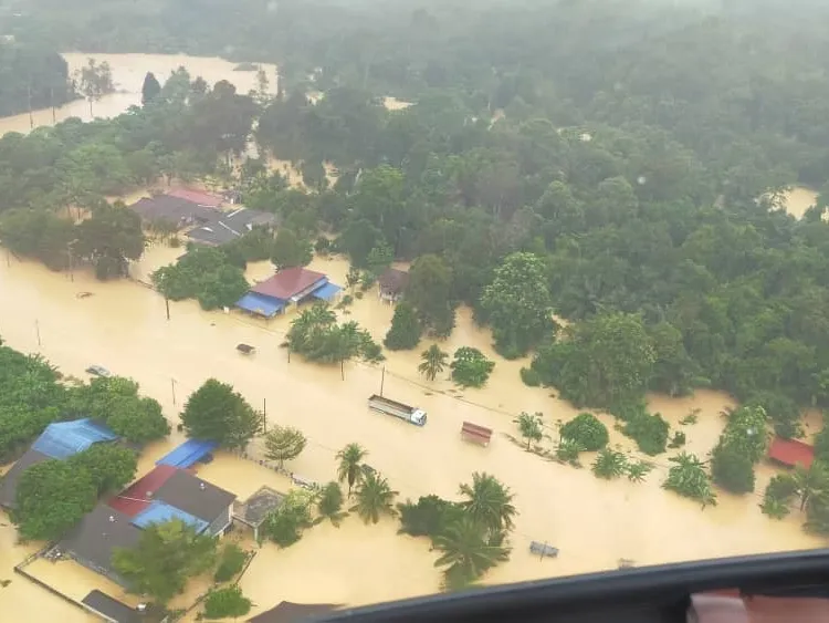 Roads and houses affected by flood
