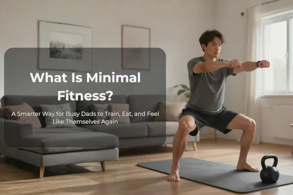 Busy dad training at home using a minimalist fitness approach