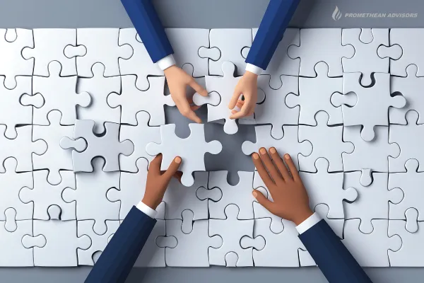 Teamwork Puzzle Assembly Illustrating Collaboration and Problem