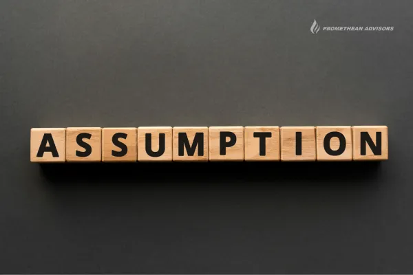 Assumption - words from wooden blocks with letters