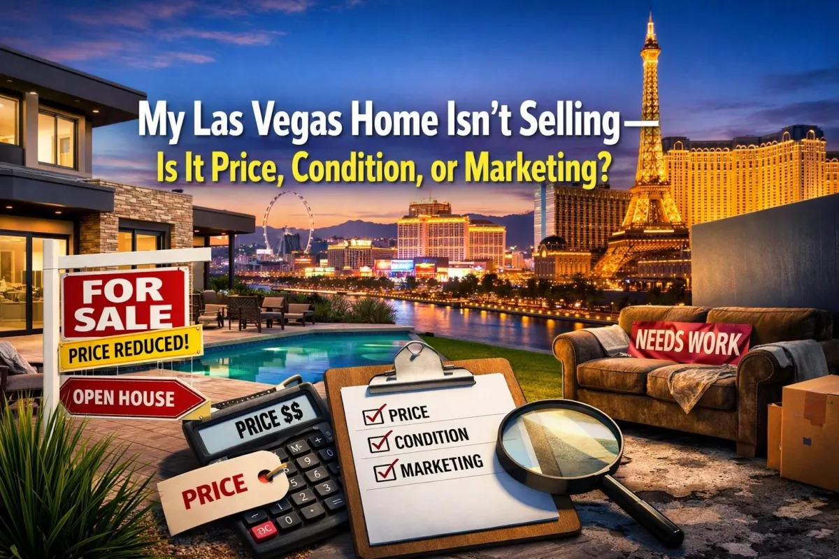 Comparison of stale vs fresh real estate listings in Las Vegas showing the impact of strategic pricing by Sandy Margolin.