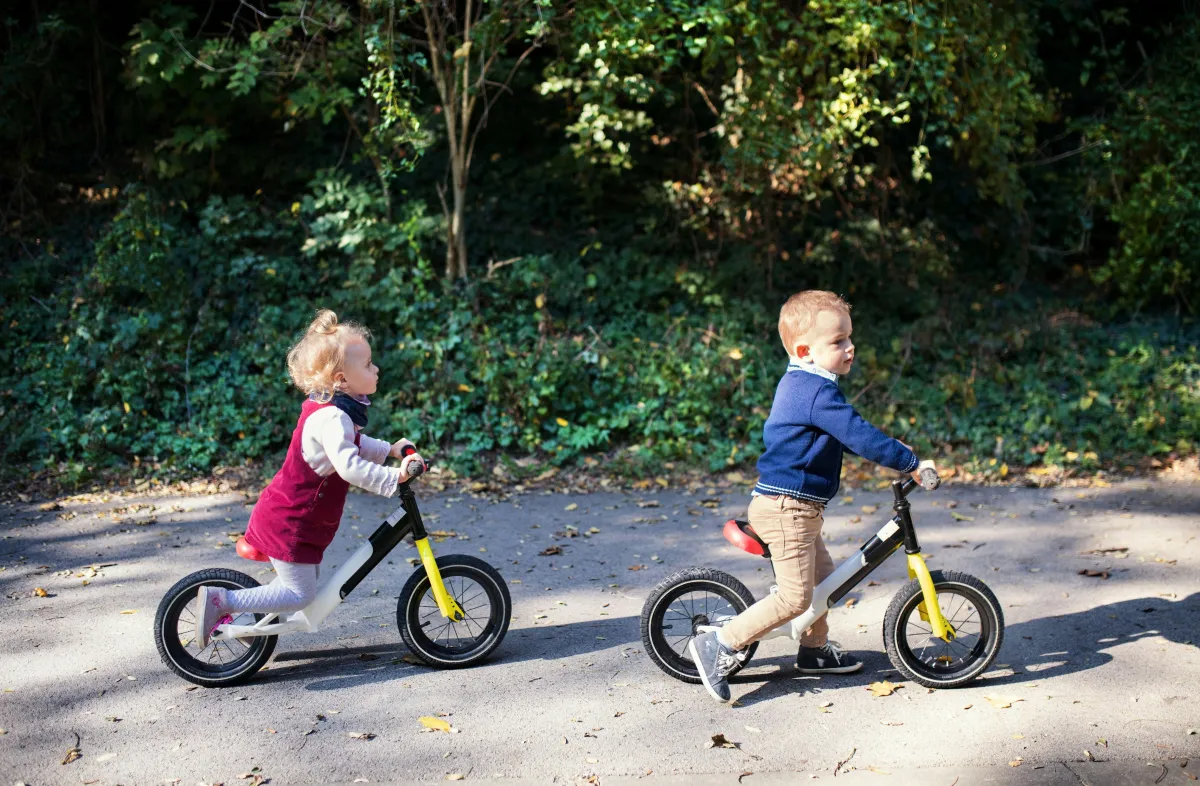 toddlers and pre-schooler on balance bikes
