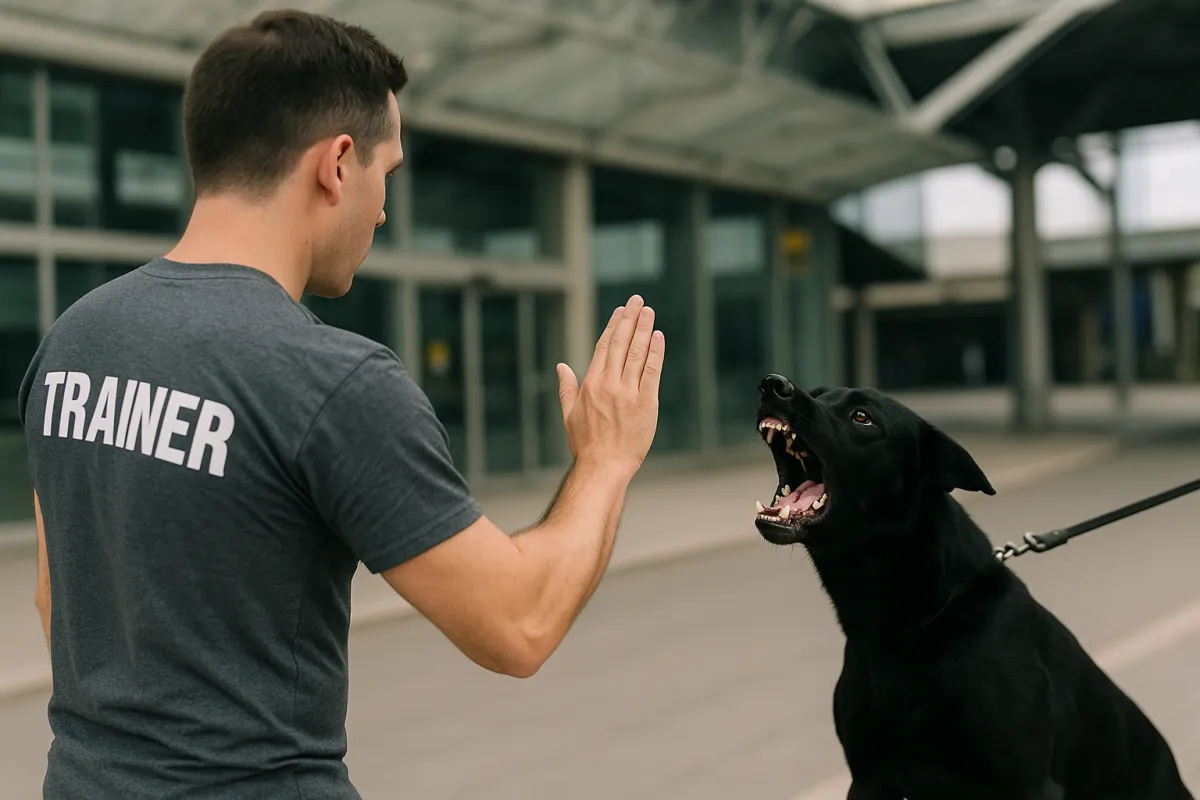 dog trainer with aggressive dog