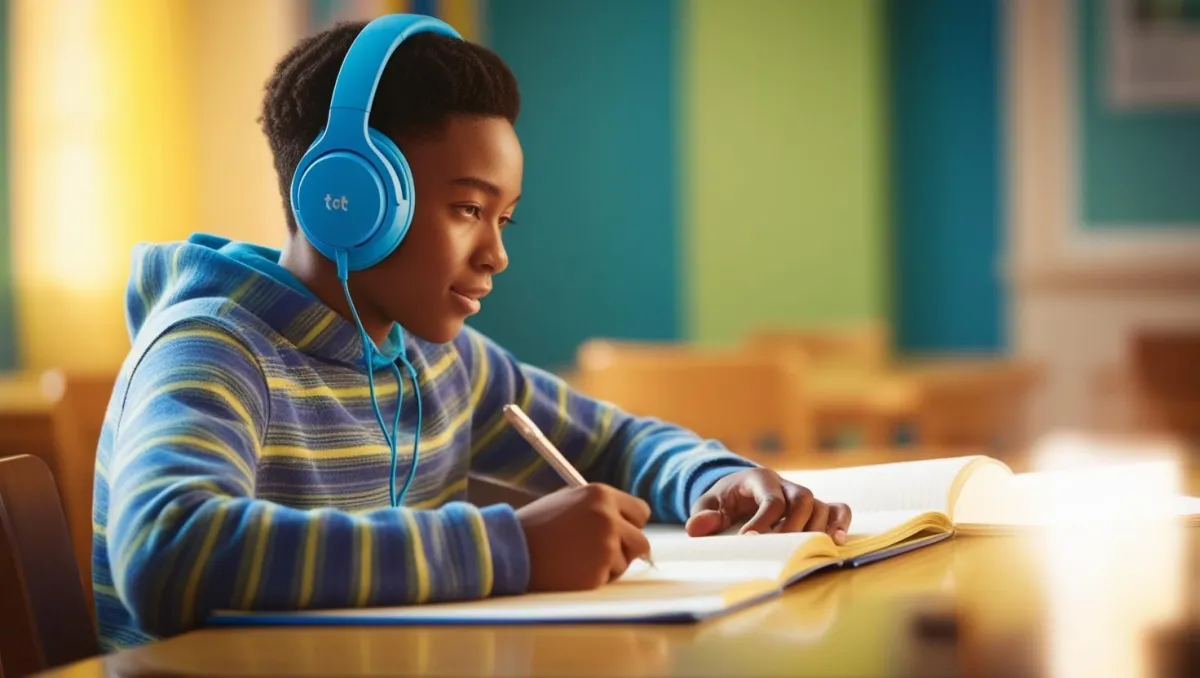 Student focused and working on homework