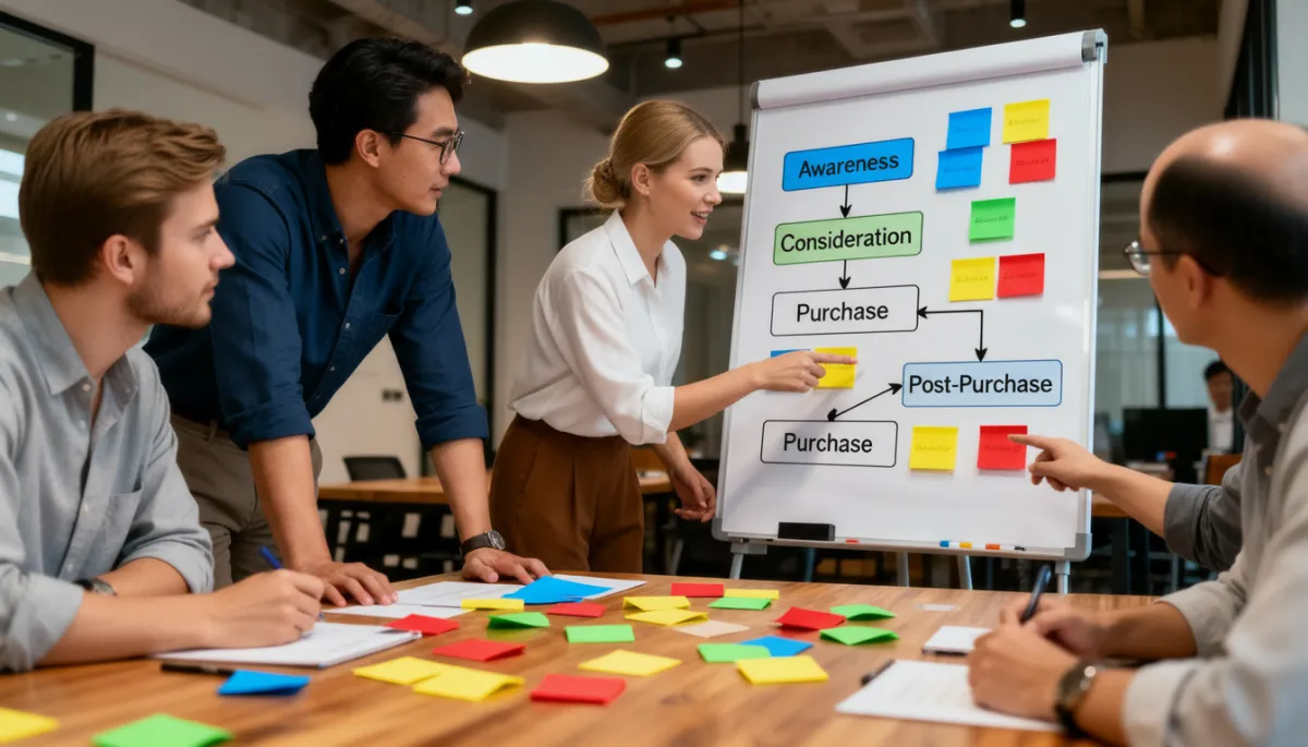 Geschaeftsfuehrer-eines-KMU-beim-Customer-Journey-Mapping-Workshop-mit-Visualisierung-von-Touchpoints-auf-Whiteboard