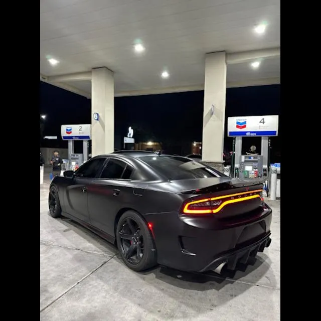 matte black charger wrapped by tint gods