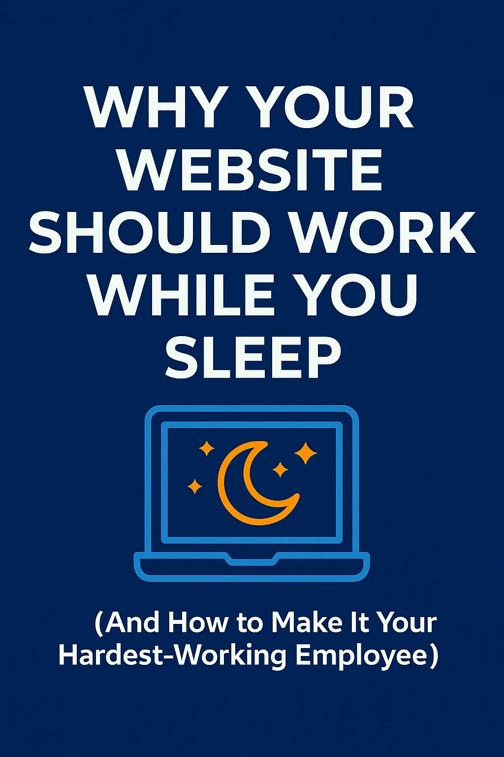 Abstract illustration of a laptop at night with colorful lines and icons, symbolizing websites that work while you sleep