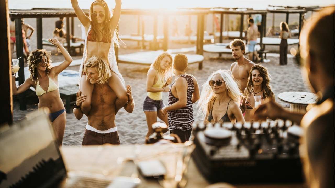 sunset beach gathering