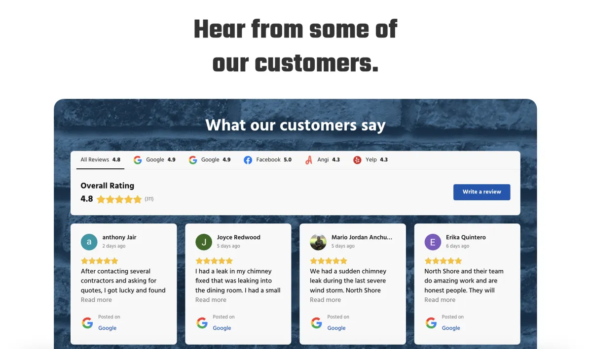 testimonials and reviews