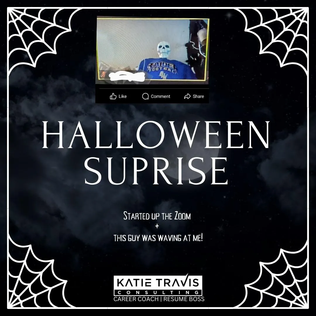 "Started a Zoom call and got a spooky surprise—this skeleton guy waving at me! 🎃👻 Halloween spirit in full swing!