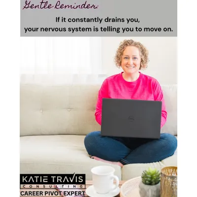A tired professional sits at a desk with their head resting on folded arms, surrounded by a laptop, coffee cup, and scattered papers. The room is dimly lit, symbolizing exhaustion and burnout. Text overlay reads: “You’re Not Just Tired – You’re Exhausted. It’s Not You.”