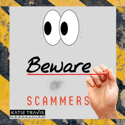 A cautionary image cover featuring the text “Job Seekers: Stay Sharp, Stay Safe” in bold, clear lettering. The background shows a job seeker looking cautiously at a laptop screen, with icons like warning signs, shields, and question marks surrounding them. The overall tone is alert yet supportive, encouraging vigilance and smart decision-making during the job search.