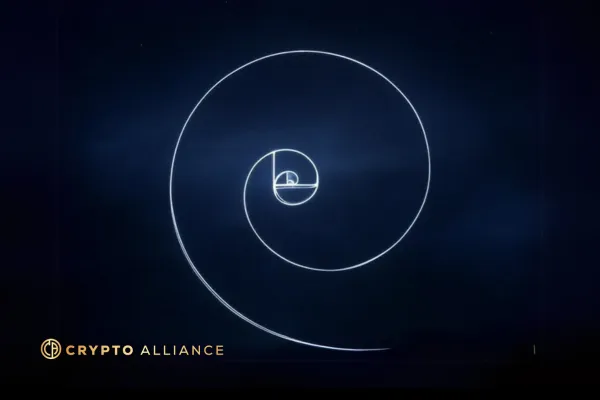 A glowing Fibonacci spiral