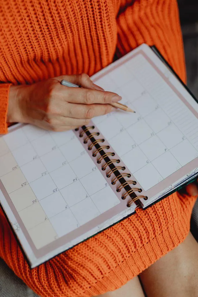 Writing in a notebook