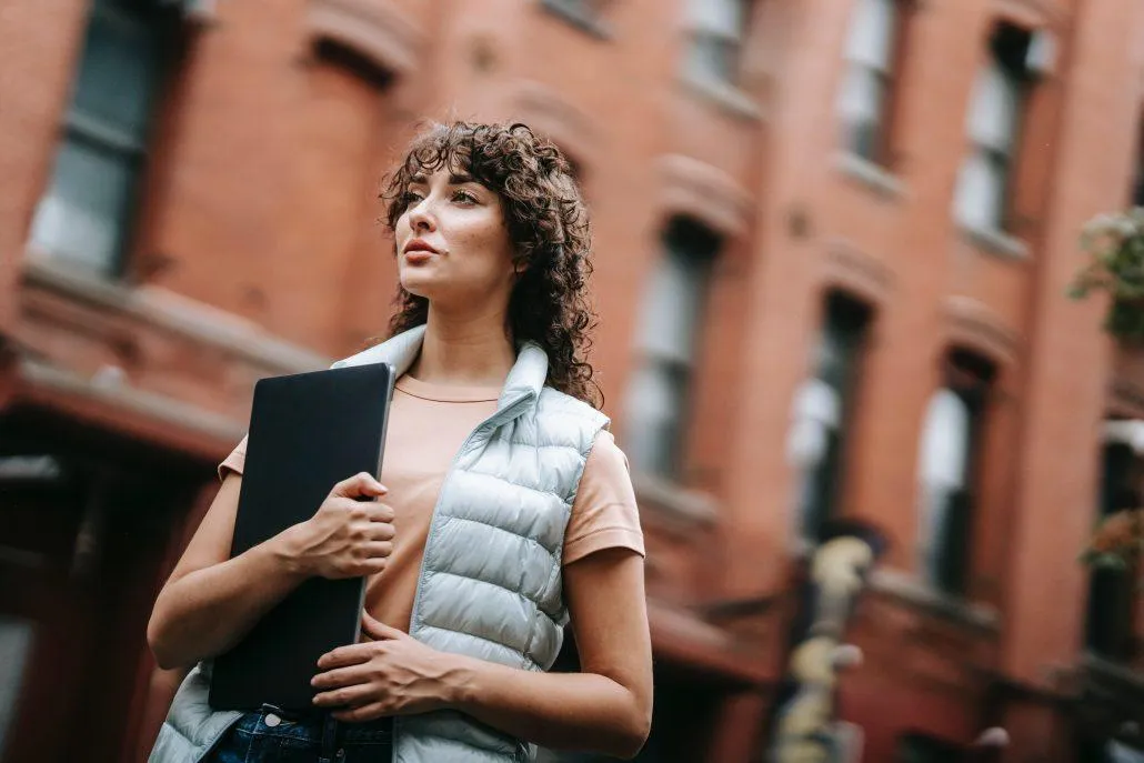 Lady holding a folder
