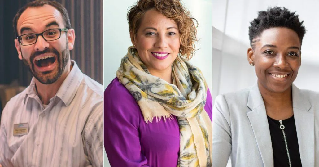 Three people in a frame