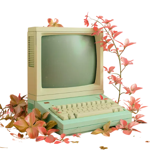 Computer with Cherry Blossom Branches