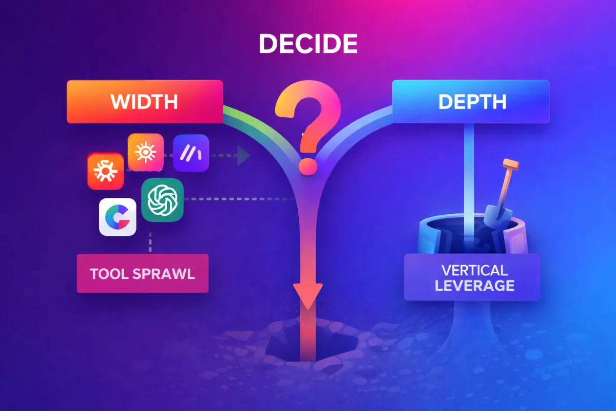 Tools on the left with the decision to minimize tools on the right