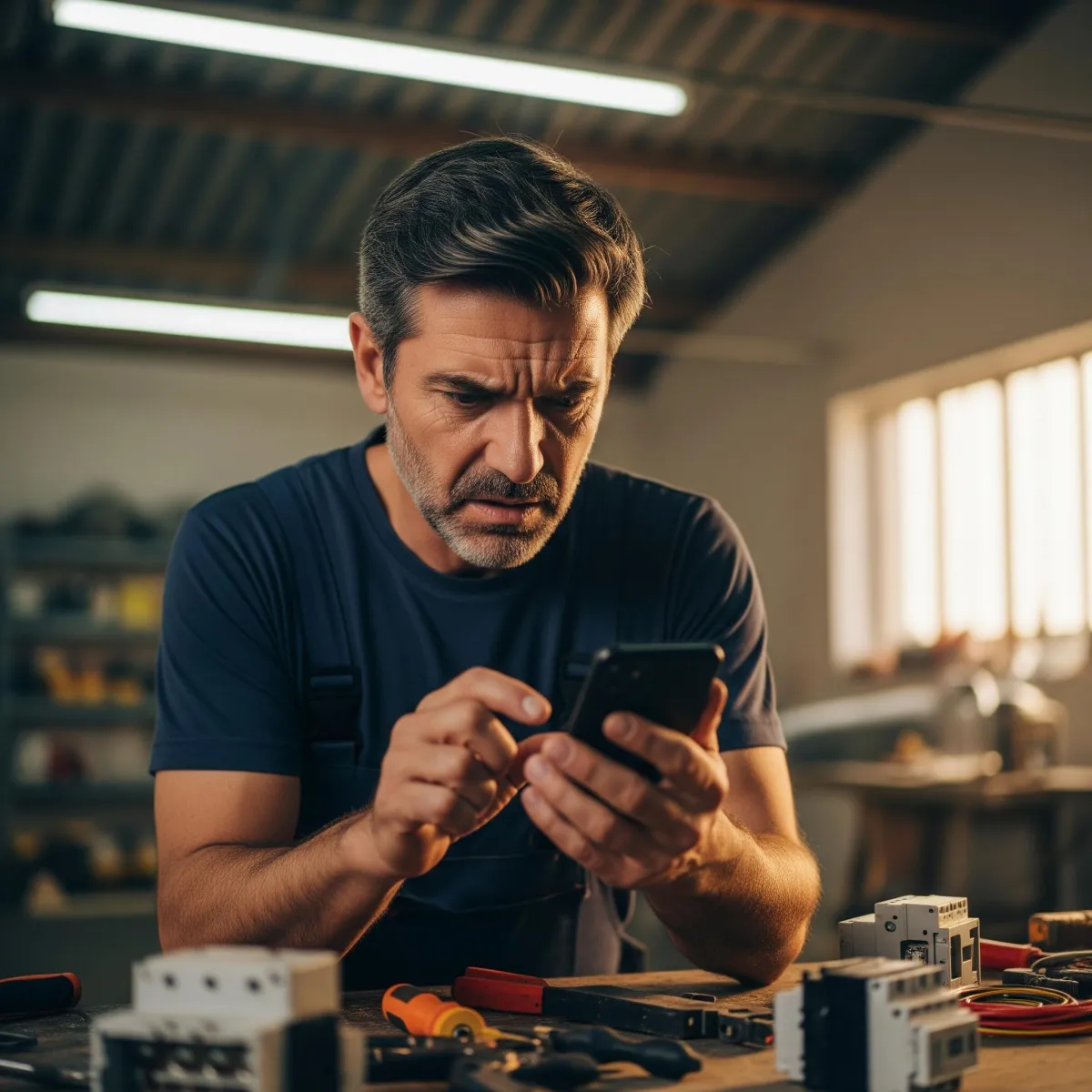 "Business owner frustrated trying to follow up with leads manually"