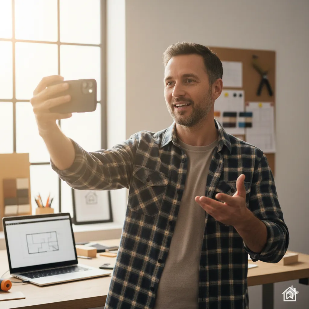 Small business owner confidently recording an authentic selfie video