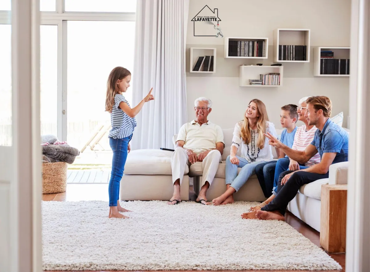 a family discussing moisture management with the help of spray foam insulation