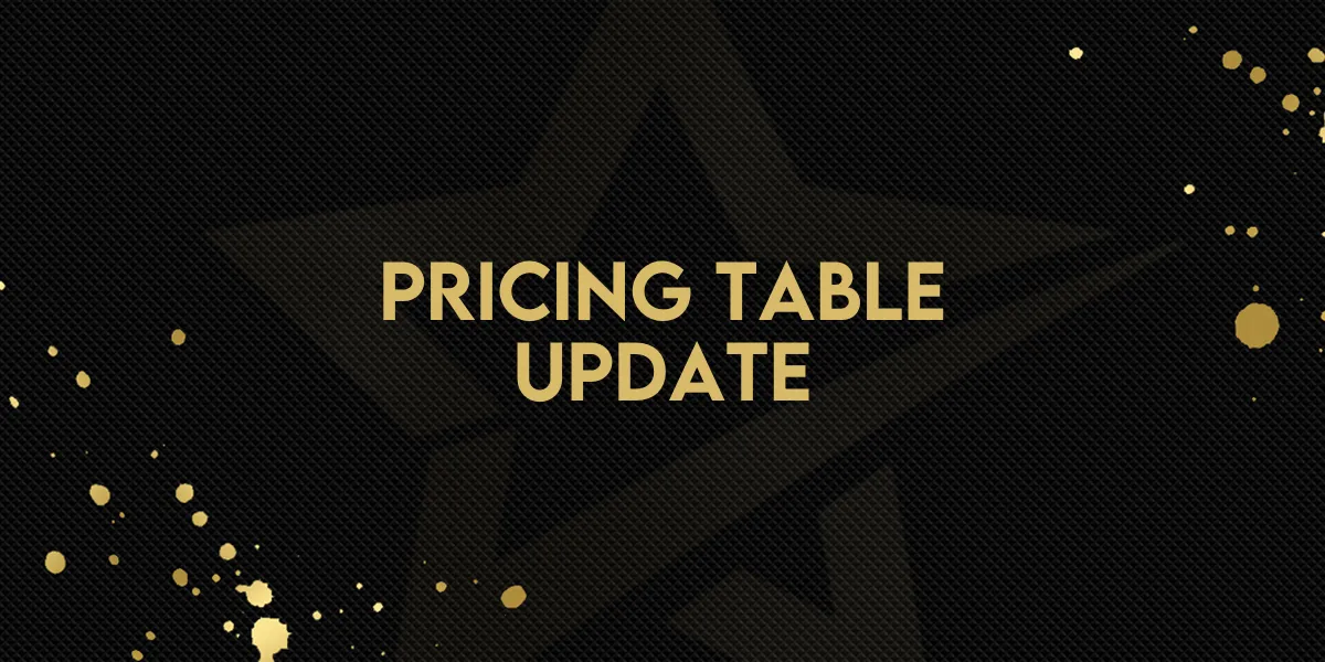 Pricing Table Update