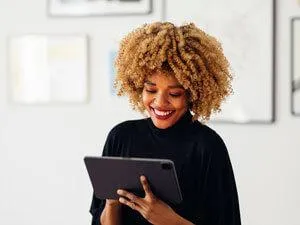 woman employee tablet