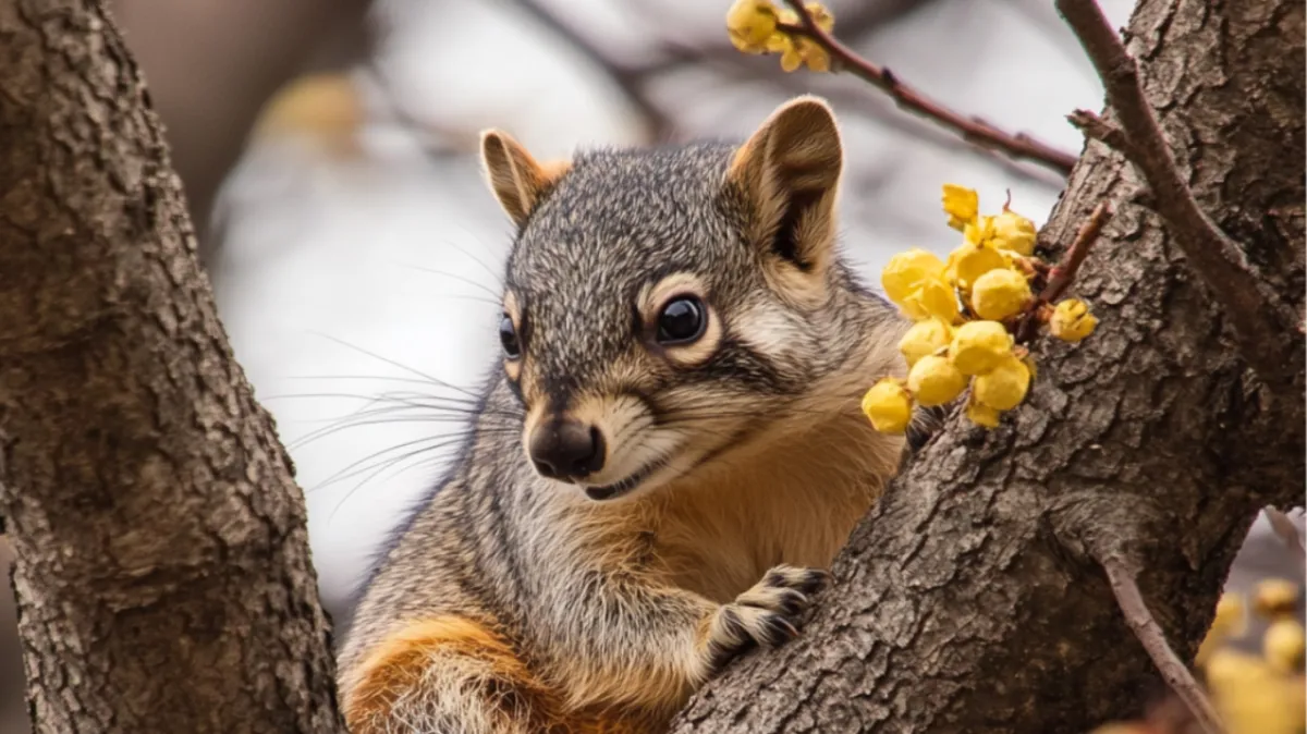 An image of a squirrel on a tree