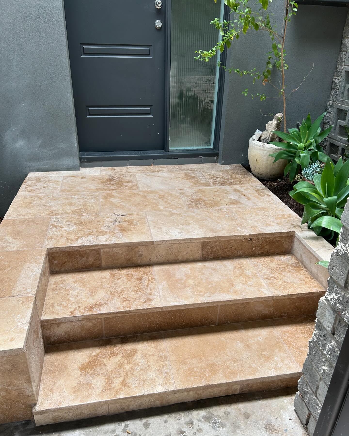 Travertine Tiling on front porch in Ringwood