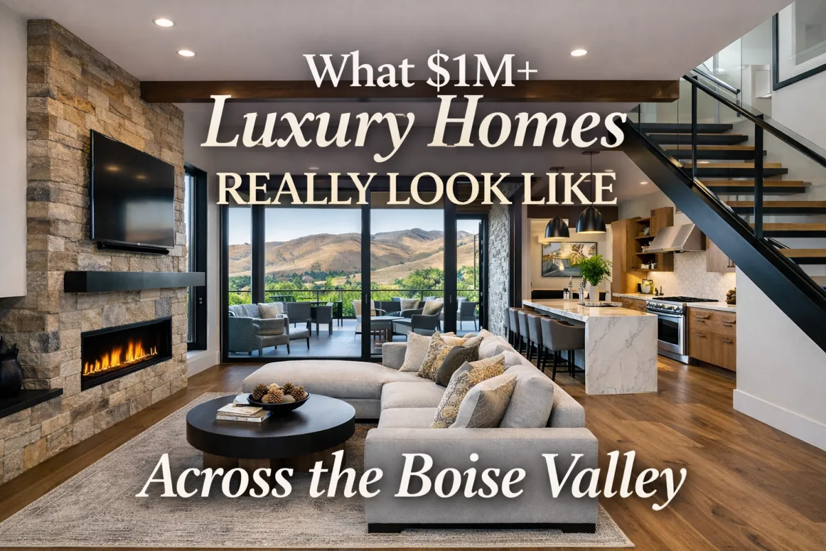 Luxury Boise Valley home with panoramic foothill views, showcasing upscale interior design and open-concept living in a $1M+ property.