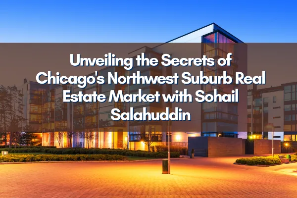 Professional discussing Chicago Northwest Suburb real estate charts on digital tablet