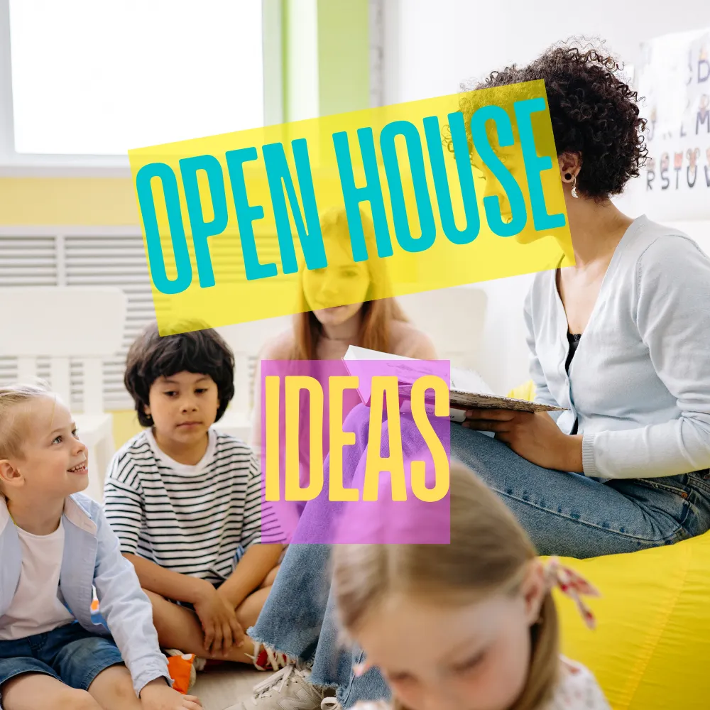 a teacher talking ot her students during open house event