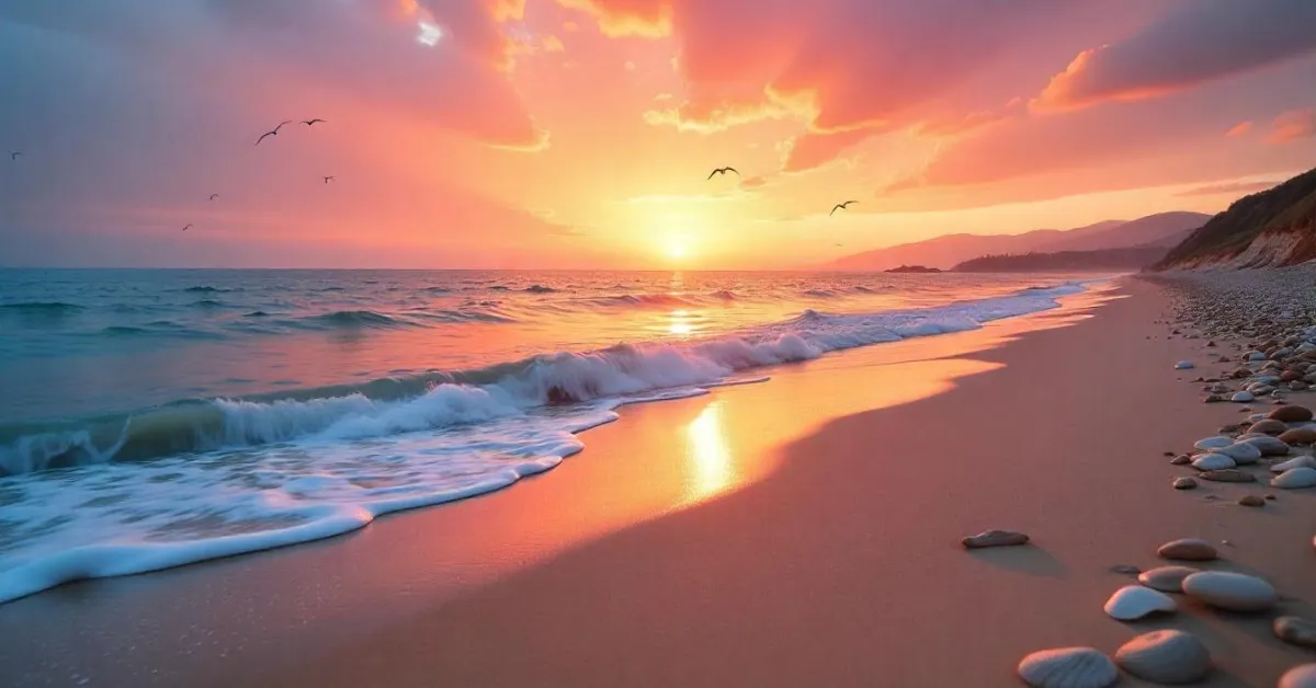 Tranquil beach with soft golden sands