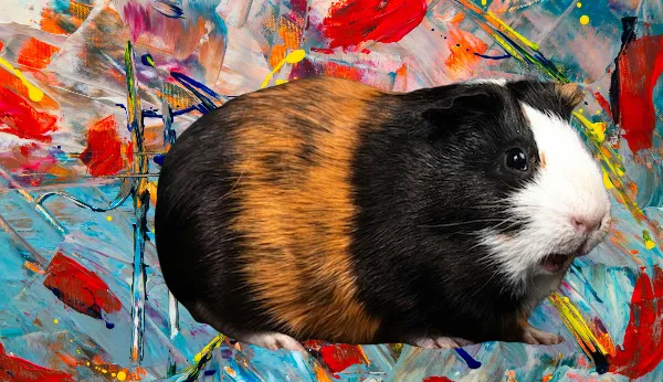 black, brown, and white hamster