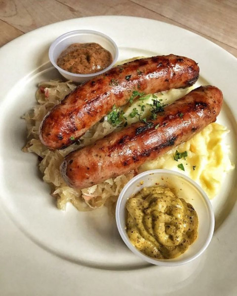 Bratwurst Entree at Loreley Beer Garden