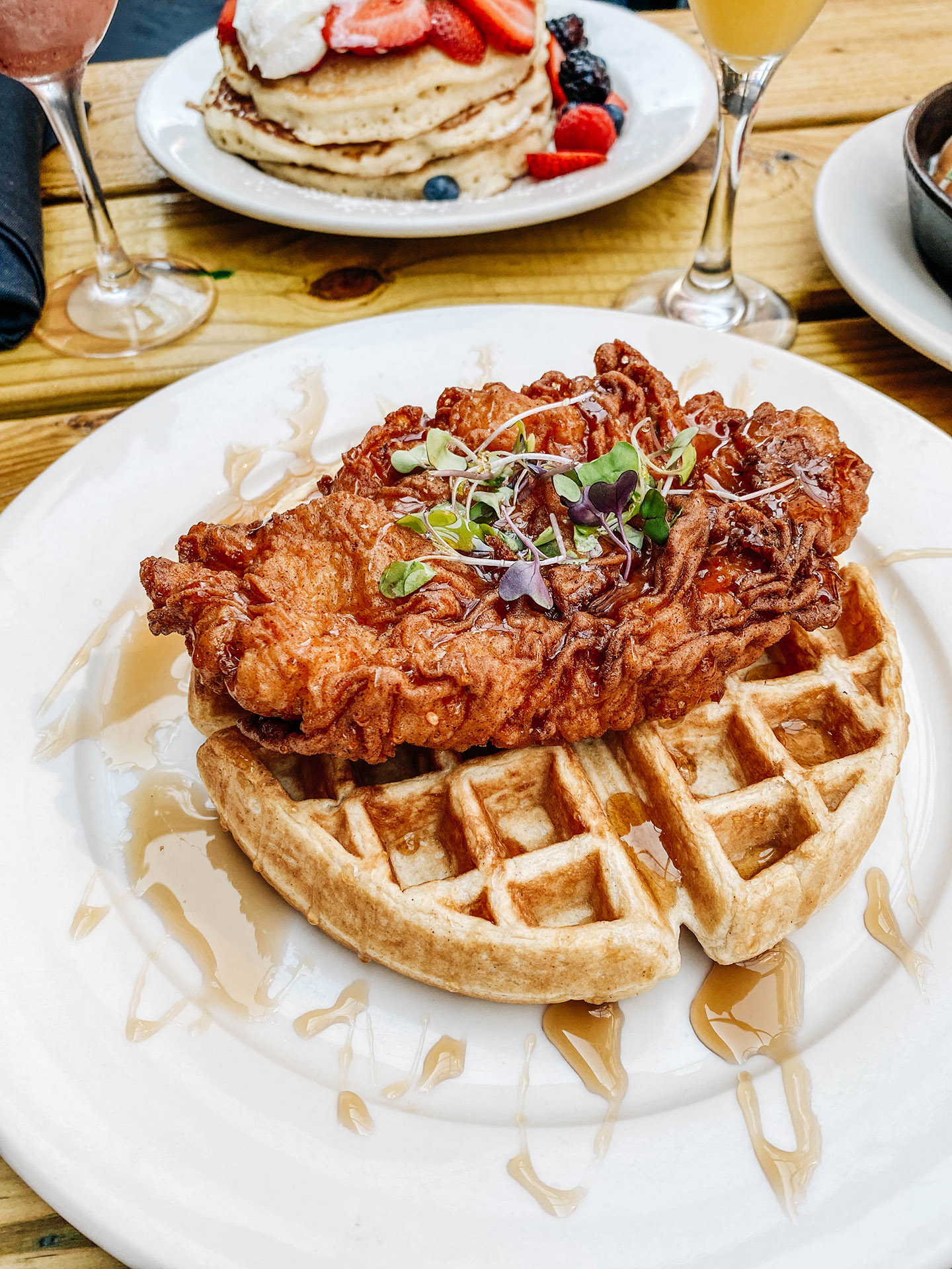 Buttermilk Schnitzel & Waffles at Loreley Beer Garden