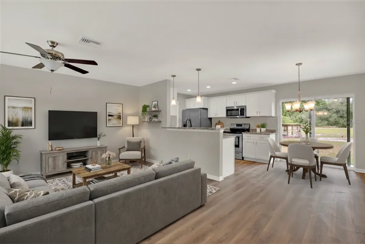 New construction home in Central florida livingroom woodframe