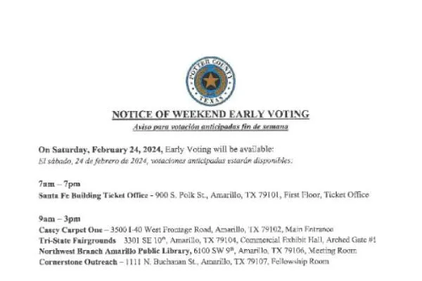 Notice of Potter County Weekend Early Voting