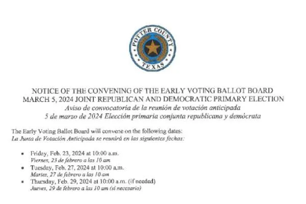 Notice Early Ballot Board Meeting