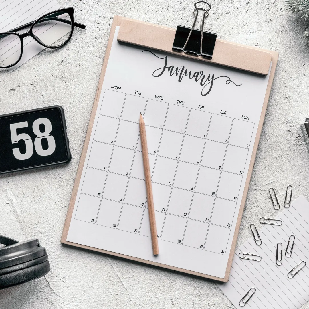 January calendar for aesthetic treatment plan.