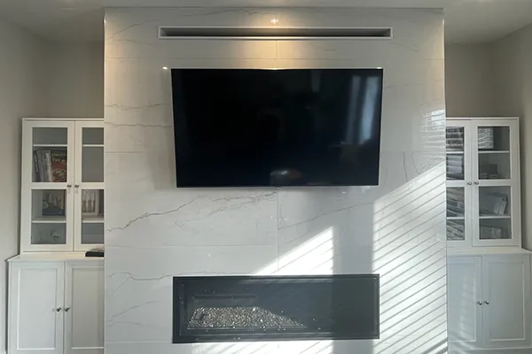 TV mounted on tile