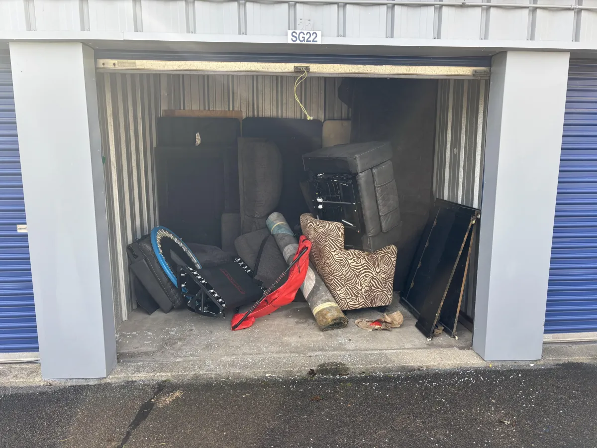Full storage unit before junk removal in Fairborn Ohio