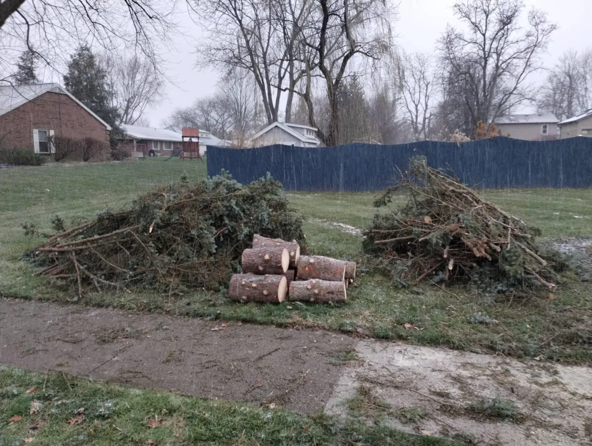 Yard debris pile before junk removal in Dayton Ohio