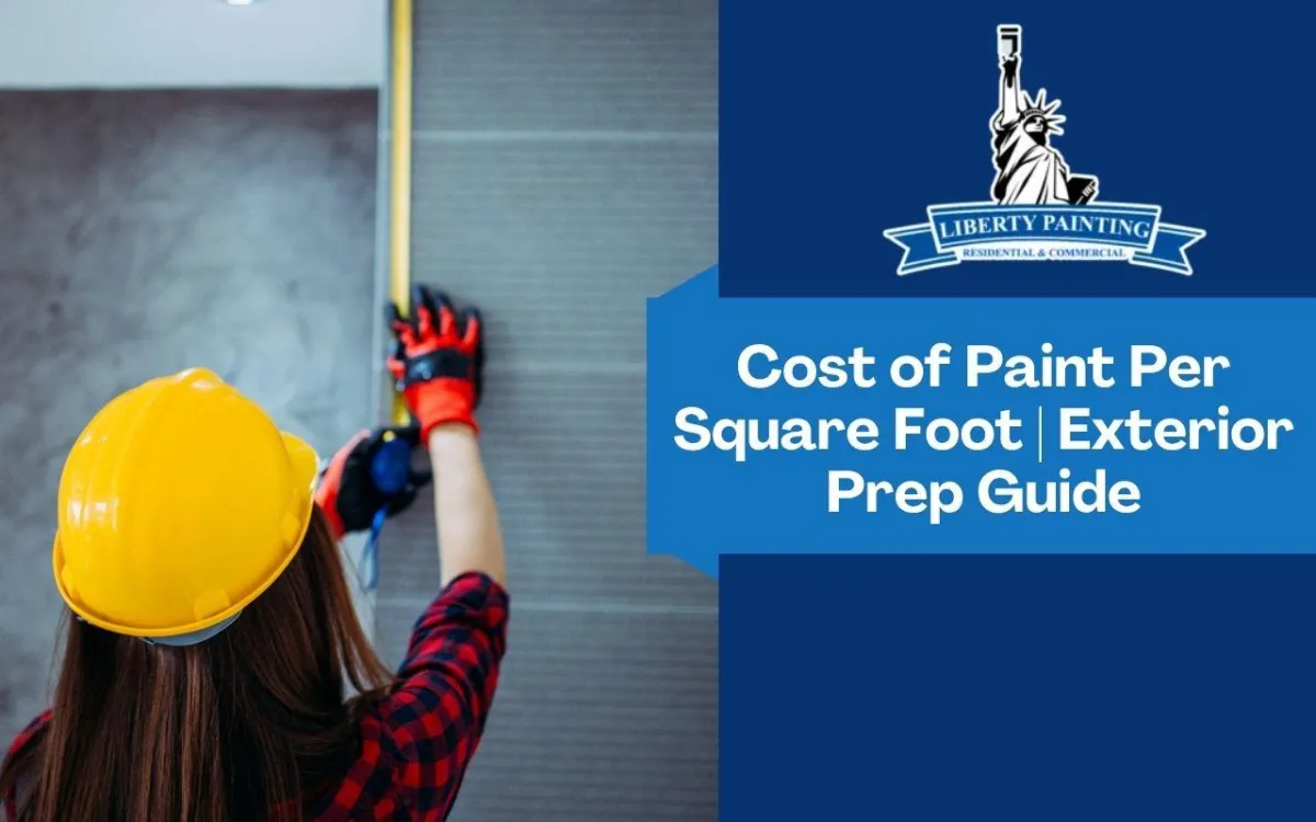 Painter measuring exterior wall to estimate paint square footage