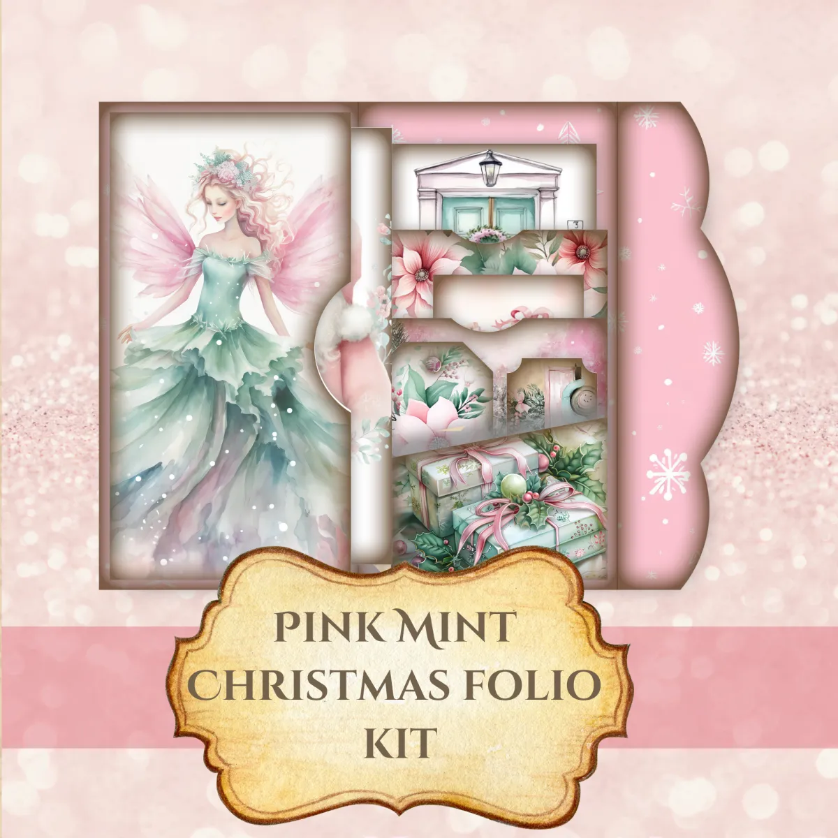 Pink Mint Christmas Folio Kit
