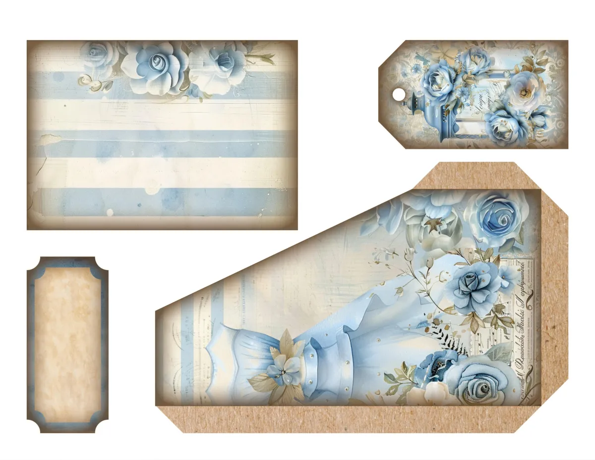 Blue & Ivory Elegant Wedding Ephemera Pack Page 1